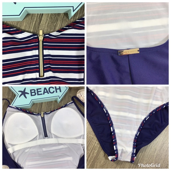 Marc & Andre One Piece Striped Swimsuit Blue Red White - Picture 7 of 8